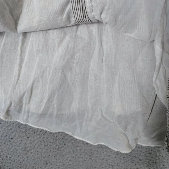 Madewell Mini Dress Women's 2XS White Black Striped Eyelet Sophia Puff Sleeve - Picture 9 of 13